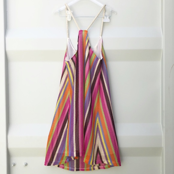 Fun colorful stripe knit sun dress with lining - Picture 2 of 6